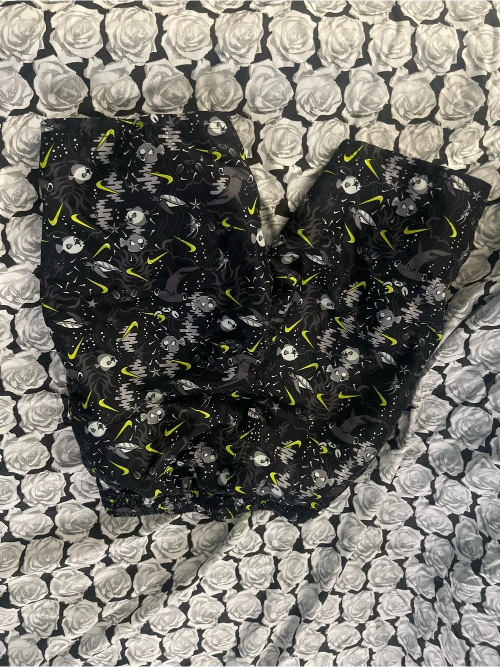 Nike Black and Neon Yellow Kids' Athletic Shorts